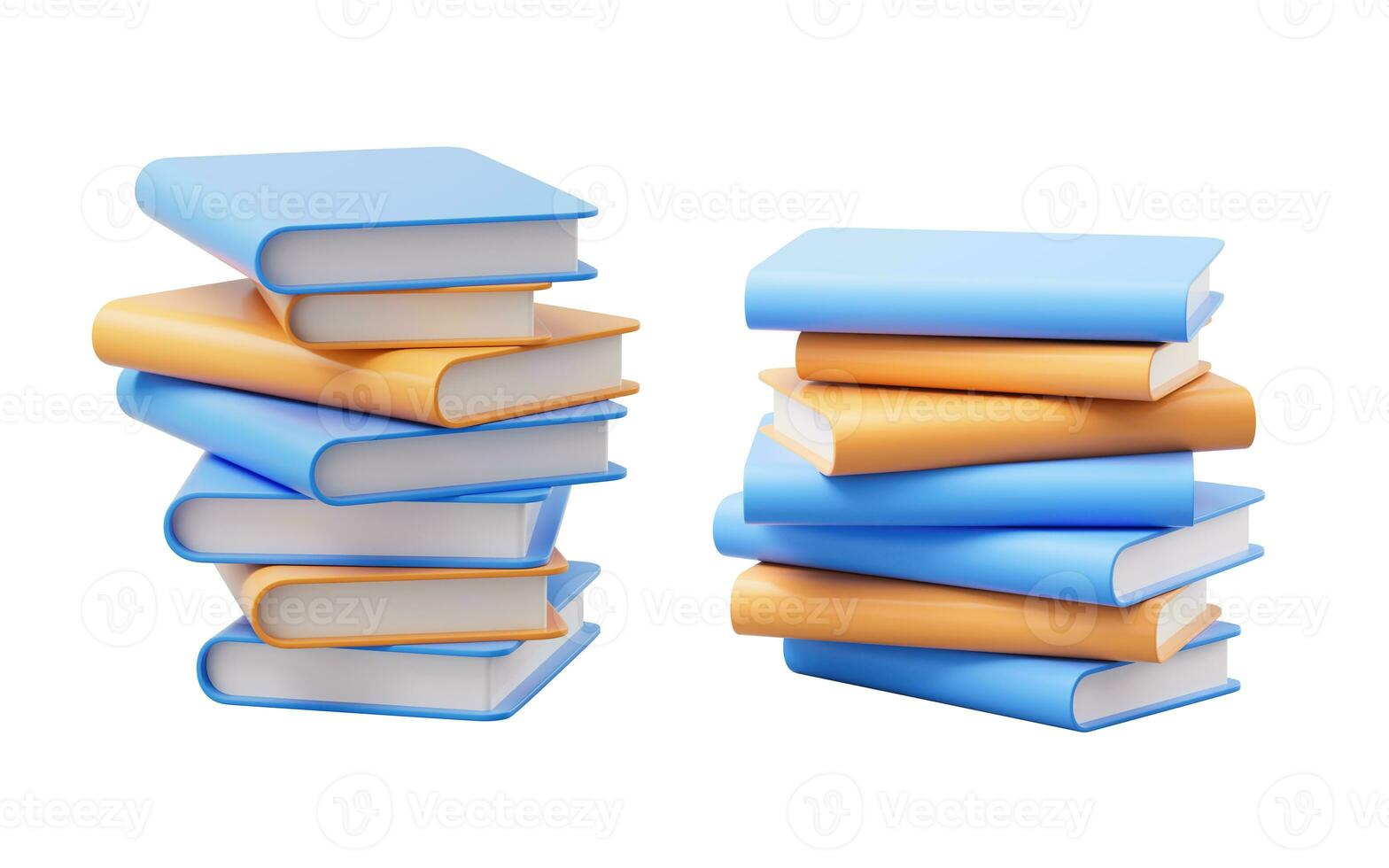 Stack of books with cartoon style, 3d rendering. photo