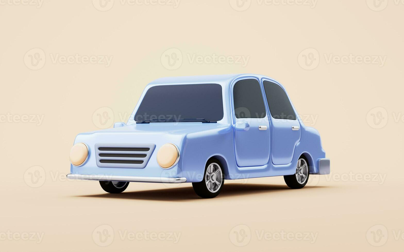 3D cartoon style car, 3d rendering. photo