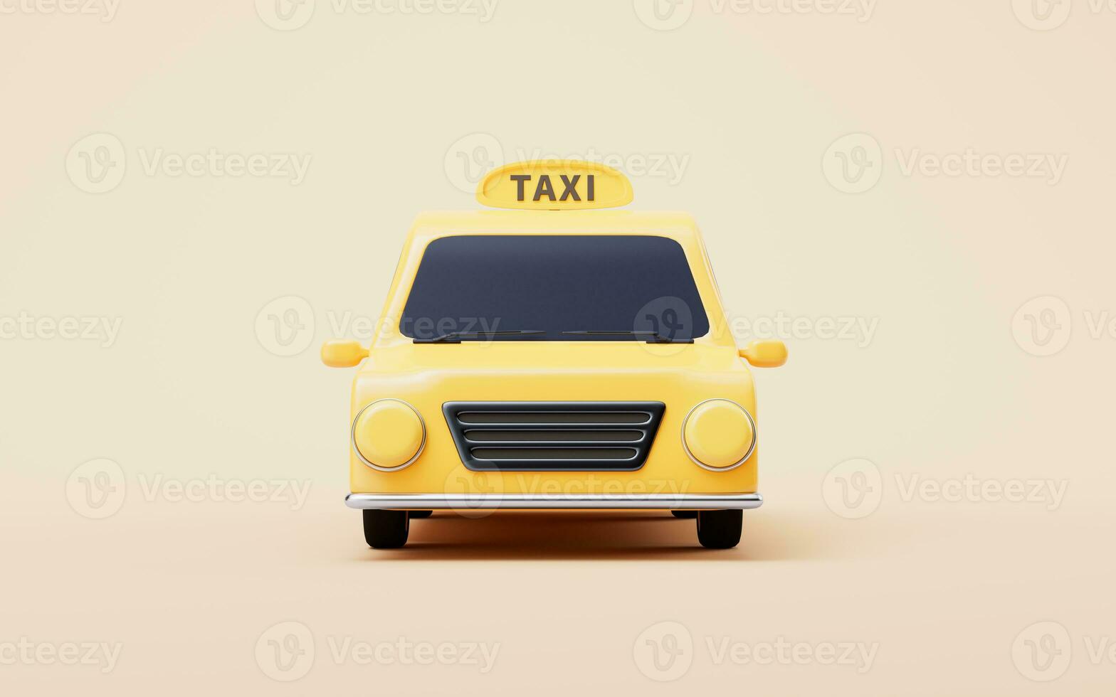 3D cartoon style taxi car, 3d rendering. photo