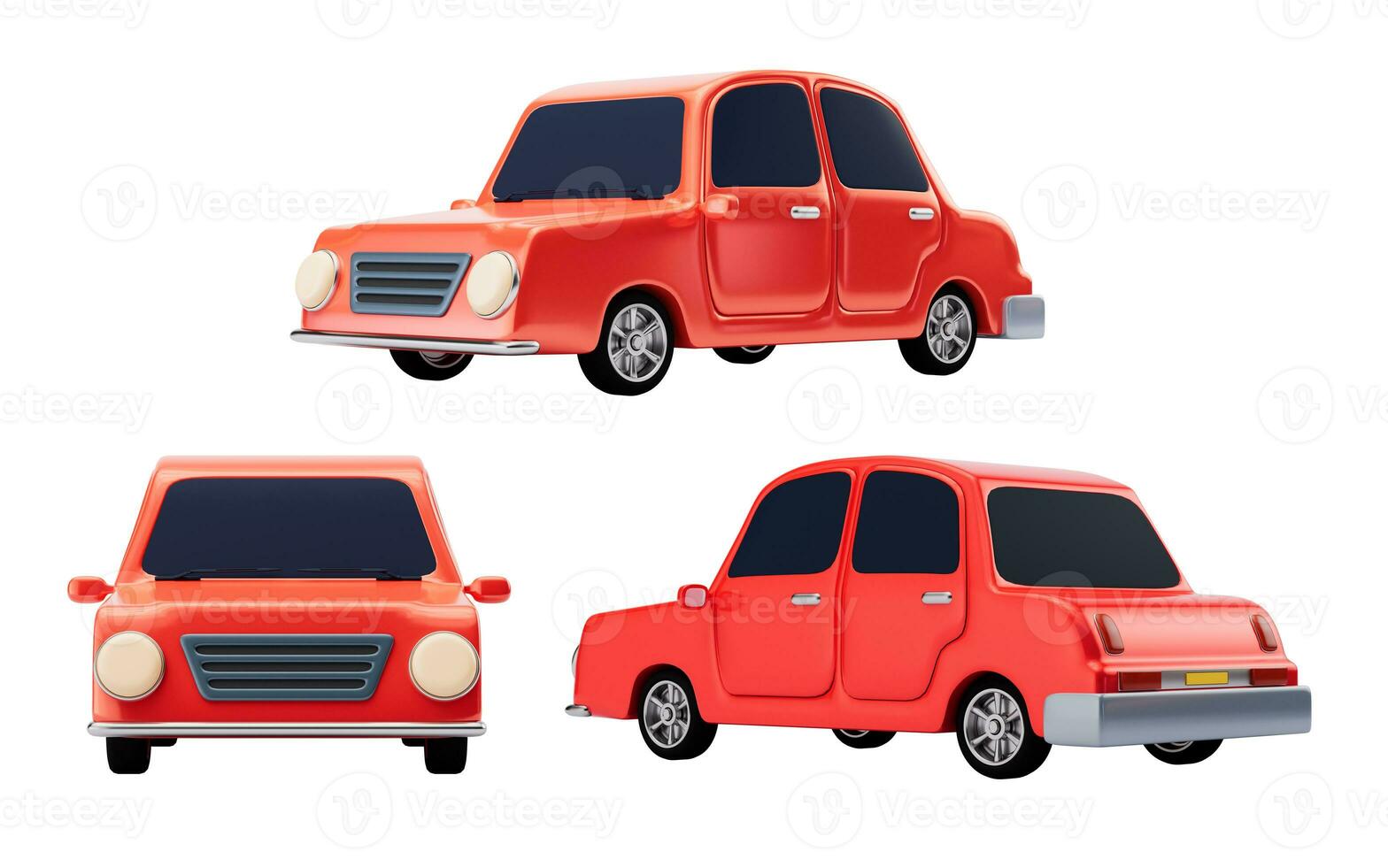 3D cartoon style car, 3d rendering. photo