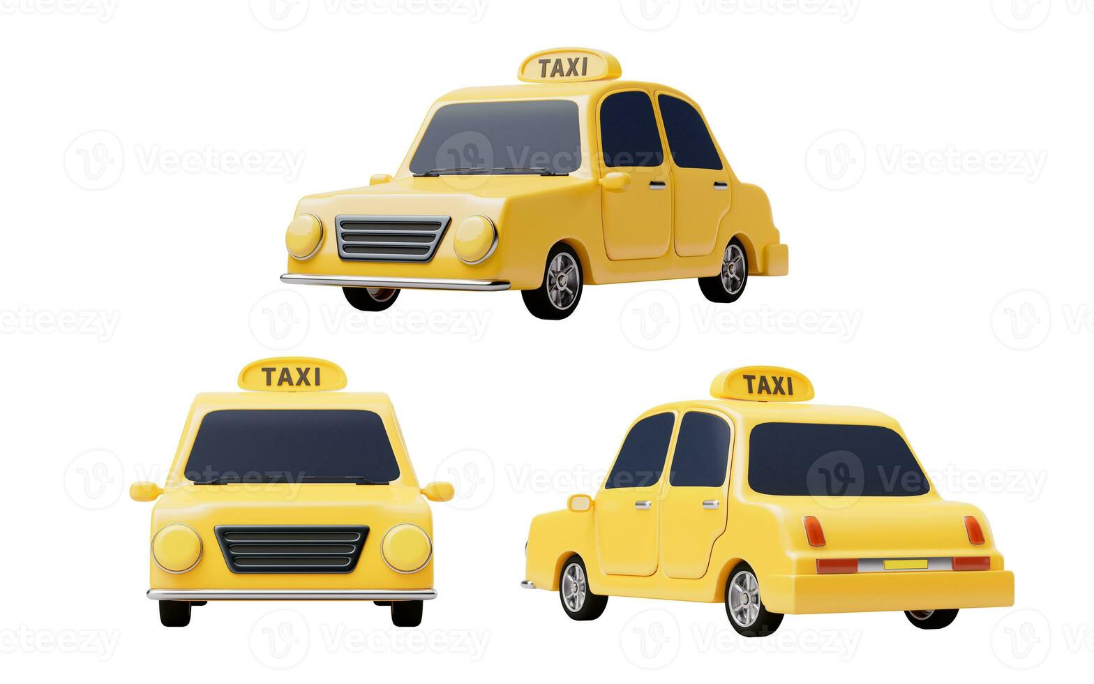 3D cartoon style taxi car, 3d rendering. photo