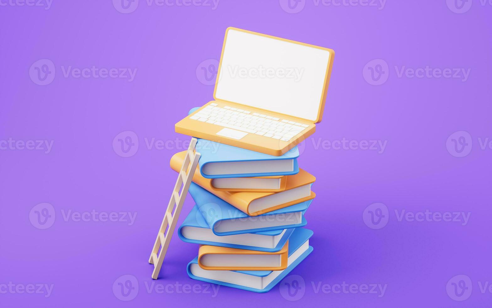 Stack of books with cartoon style, 3d rendering. photo