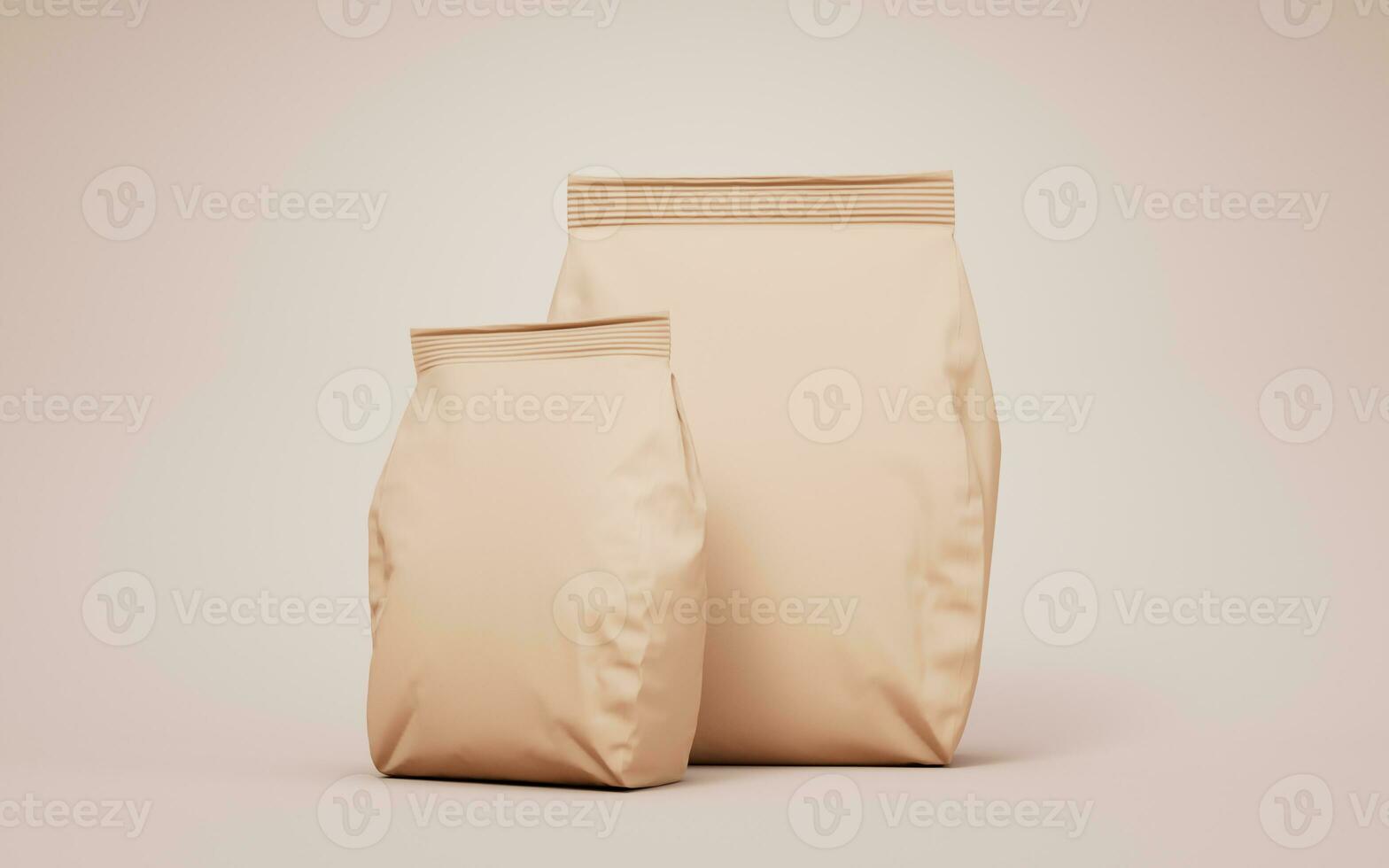 Brown blank paper package bag, 3d rendering. photo