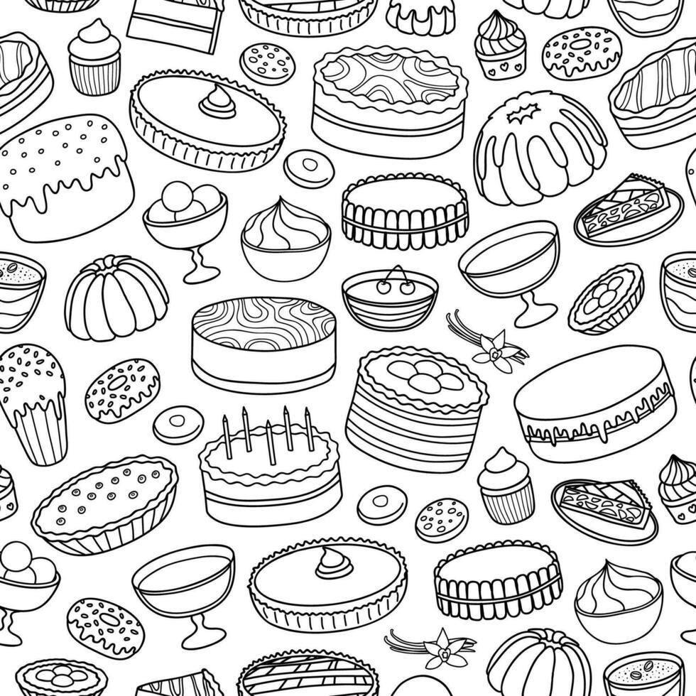 Seamless pattern with cakes. vector