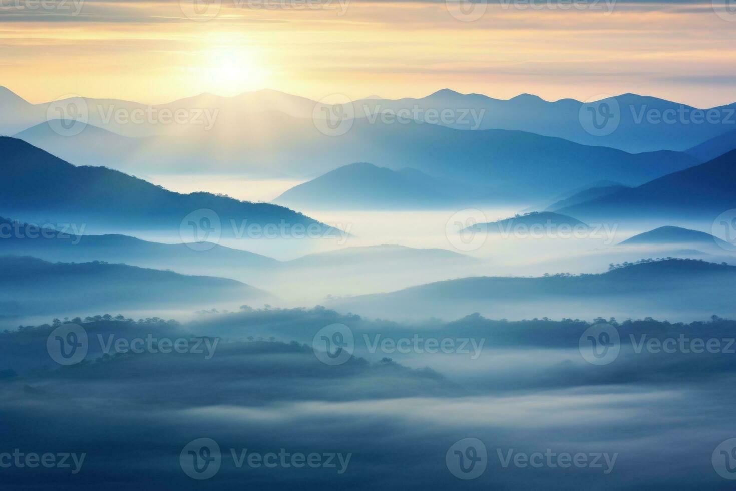 AI generated sunrise in the misty morning HD background wallpaper photo