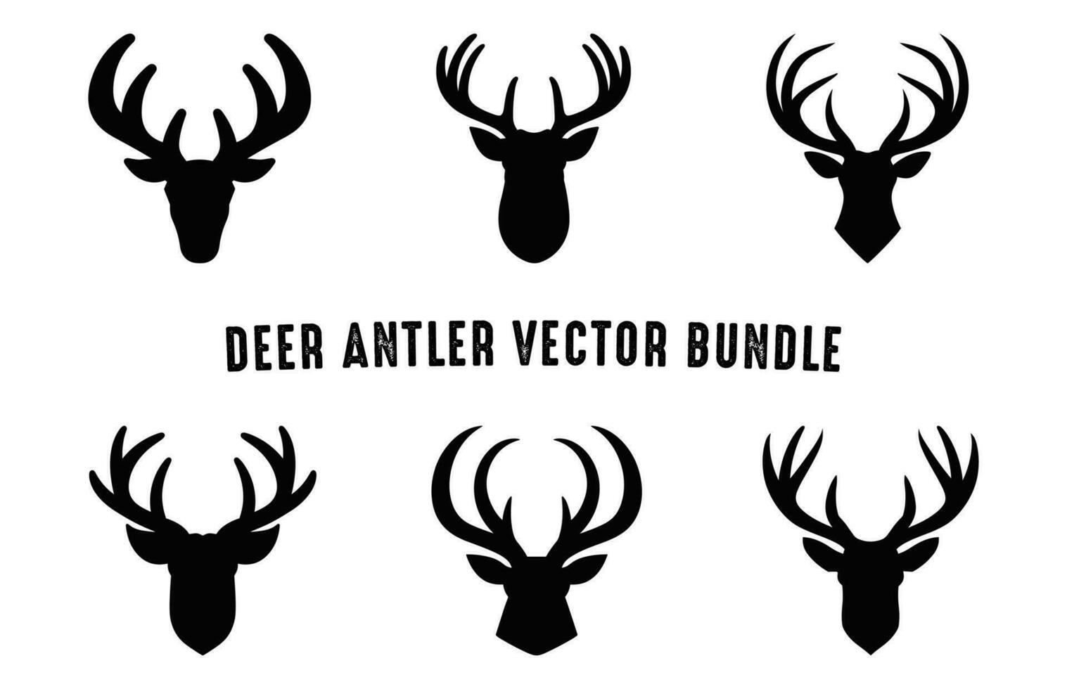 Deer antler silhouettes vector Set, Deer antlers antlers icon bundle