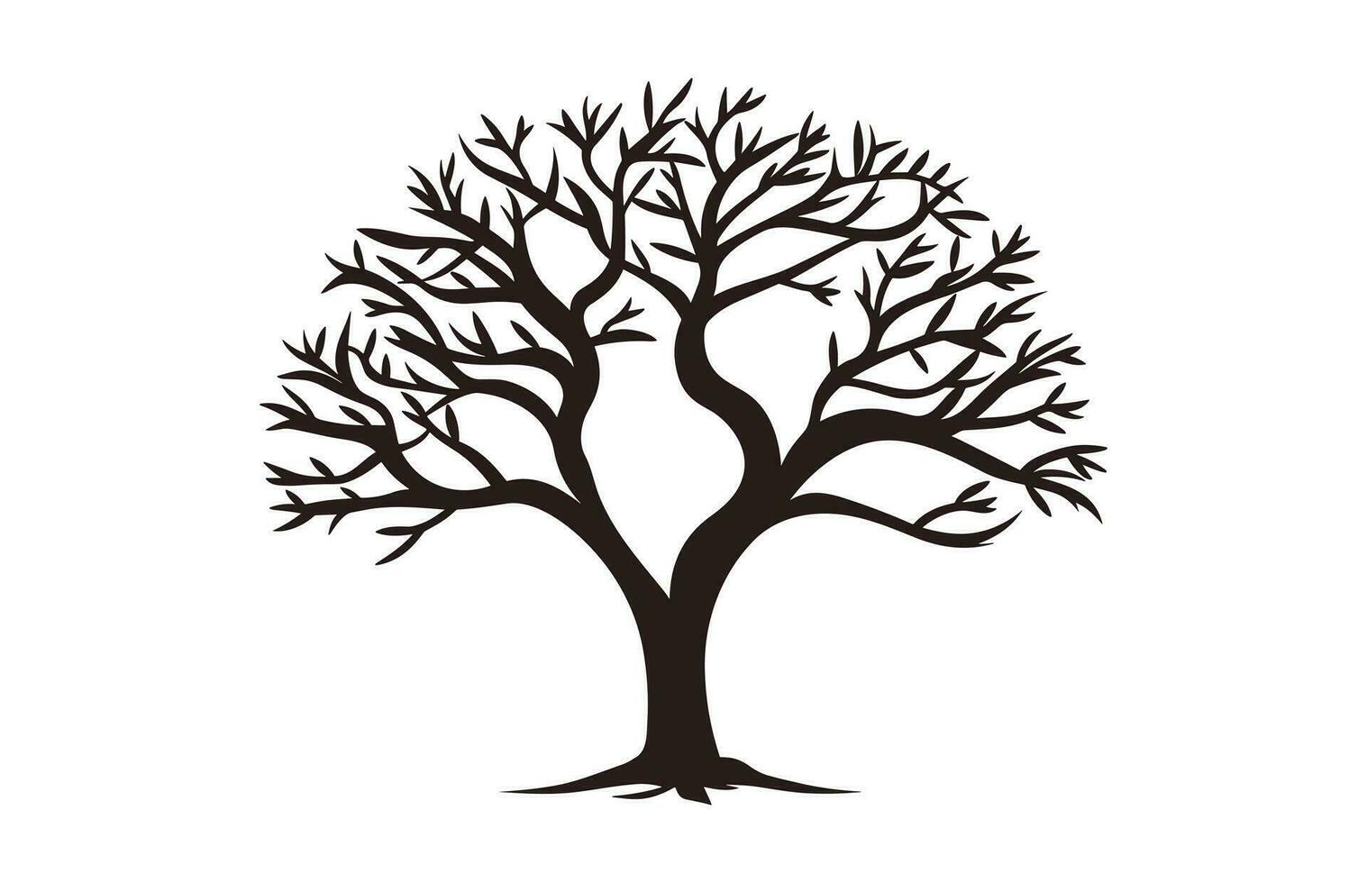 Dead rush Tree Vector Silhouette isolated on a white background, Forest Tree without leaves vector