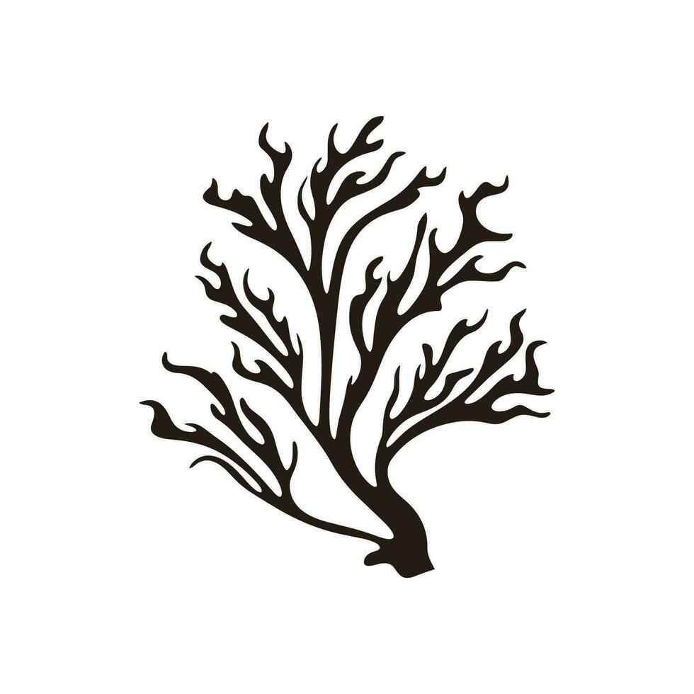 A Seaweed vector silhouette isolated on a white background, A silhouette of a Sea coral Vector