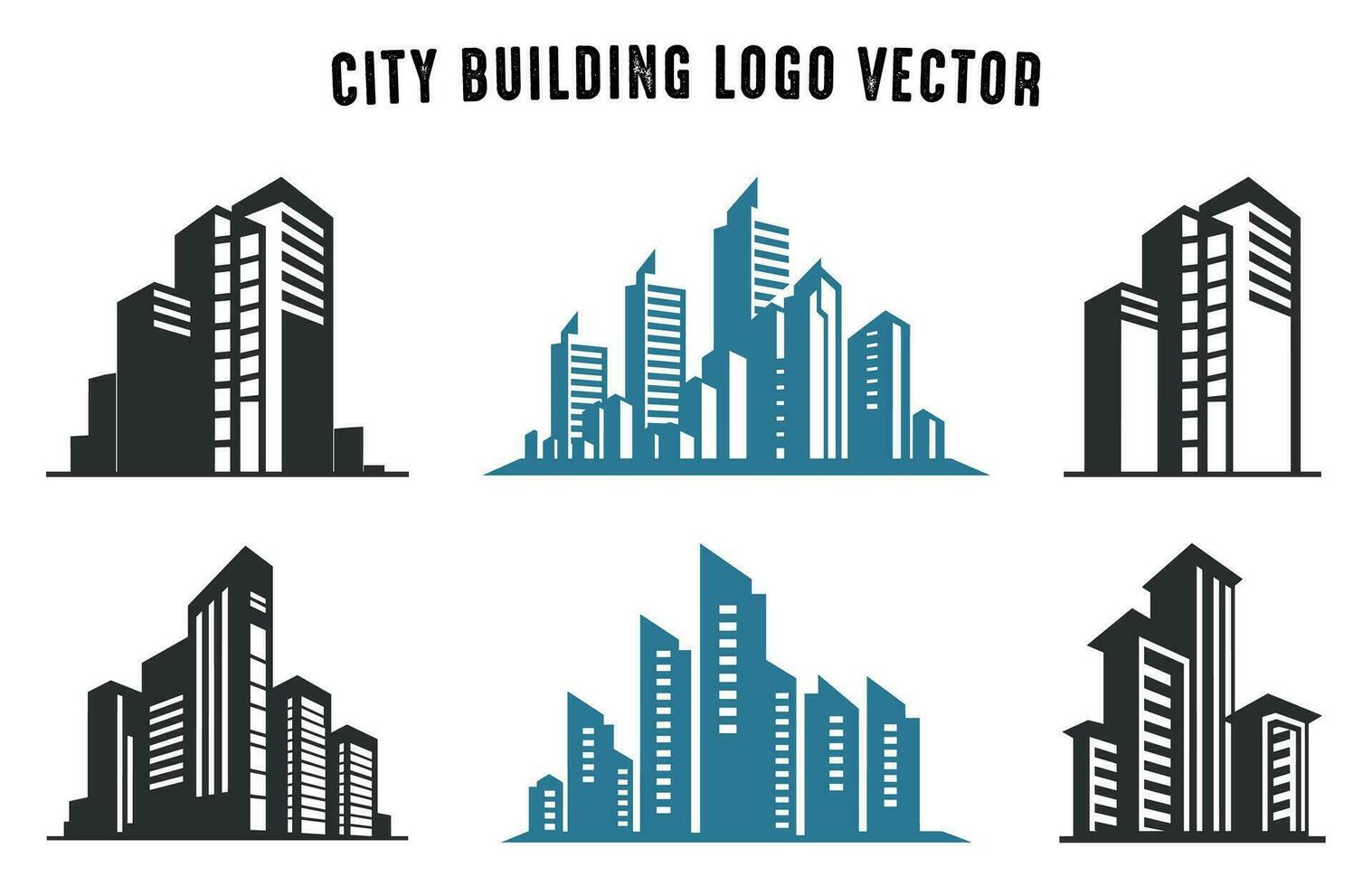 City Building vector Set, Building Silhouette logo vector set