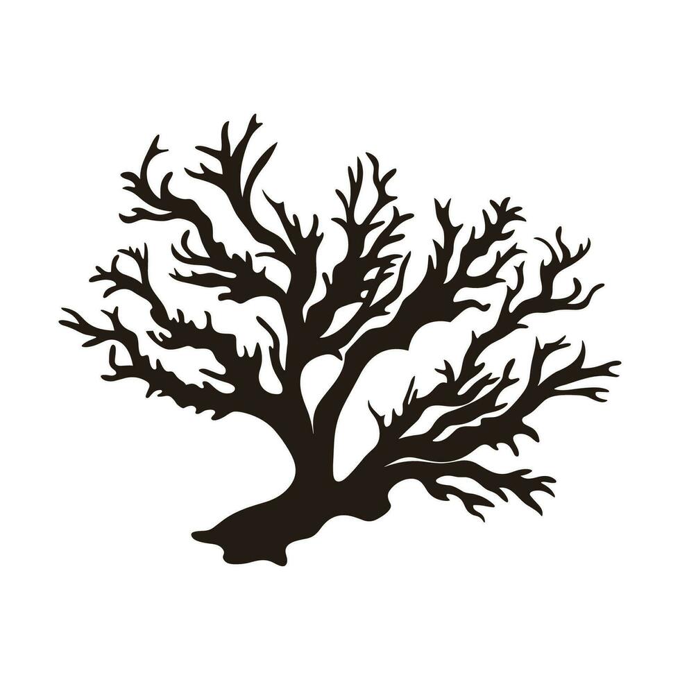 A Seaweed vector silhouette isolated on a white background, A silhouette of a Sea coral Vector