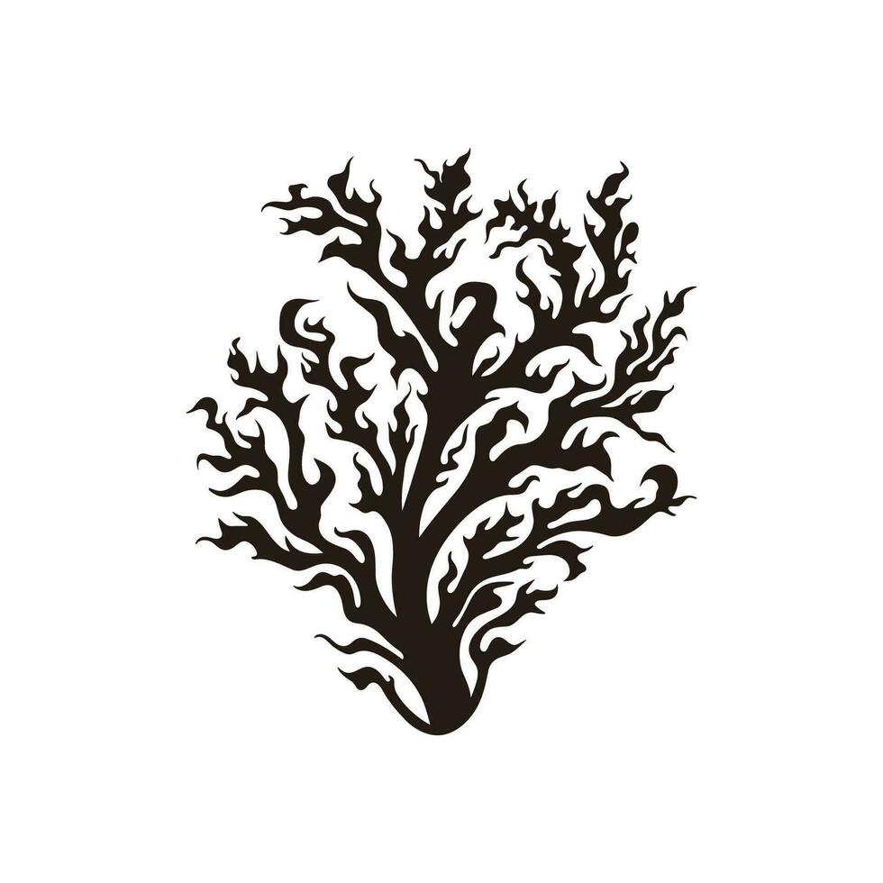 A Seaweed vector silhouette isolated on a white background, A silhouette of a Sea coral Vector