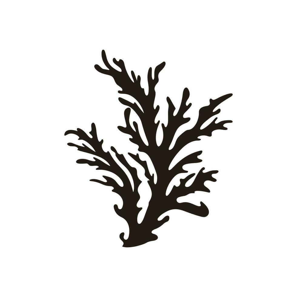 A Seaweed vector silhouette isolated on a white background, A silhouette of a Sea coral Vector