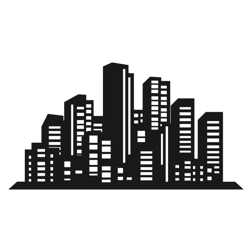 A City Building Silhouette vector isolated on a white background