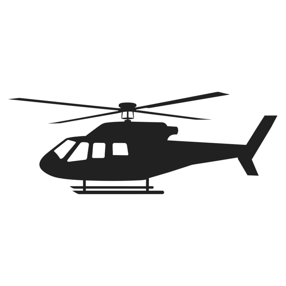 A Helicopter Vector black Silhouette isolated on a white background