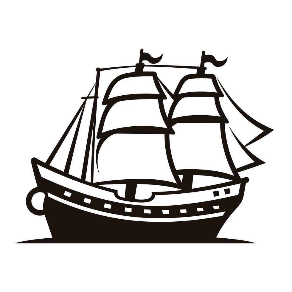 Ship vector black Silhouette Vector isolated on a white background