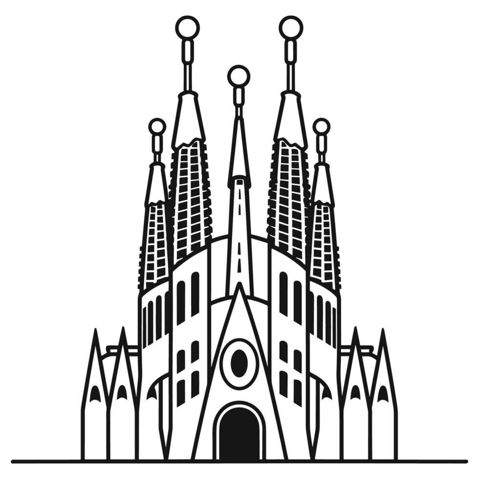 A Sagrada Familia silhouette vector isolated on a white background