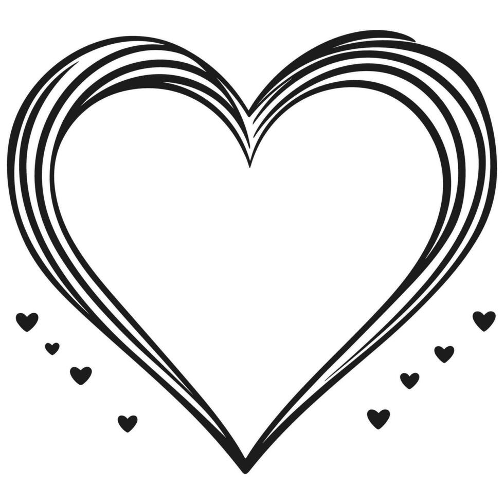A Doodle heart outline vector isolated on a white background