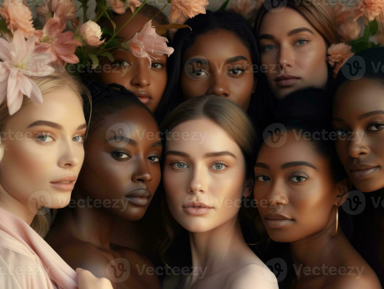 AI generated Diversity ethnicity woman in poster style shot photo