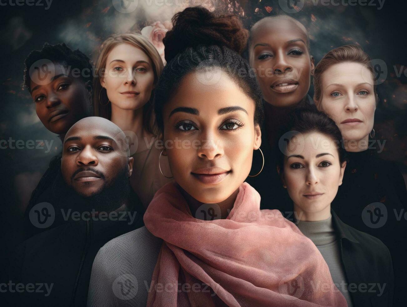 AI generated Diversity ethnicity woman in poster style shot photo