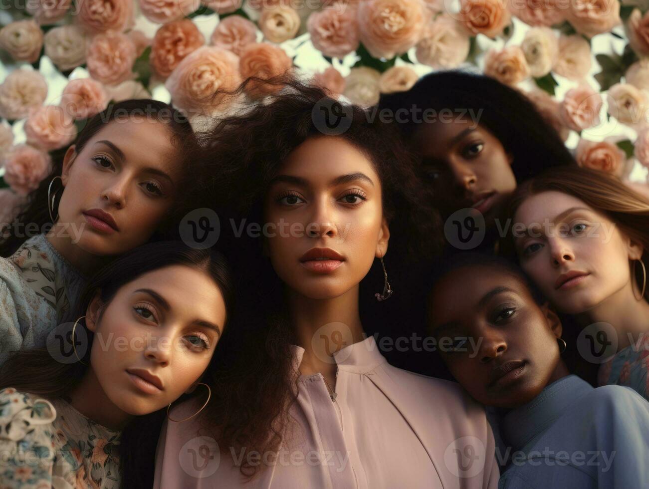 AI generated Diversity ethnicity woman in poster style shot photo