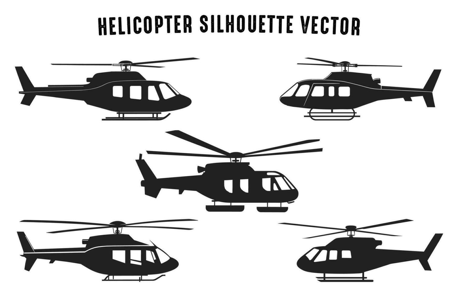 Helicopter Silhouettes Vector Bundle, Different types of Military Helicopters Set