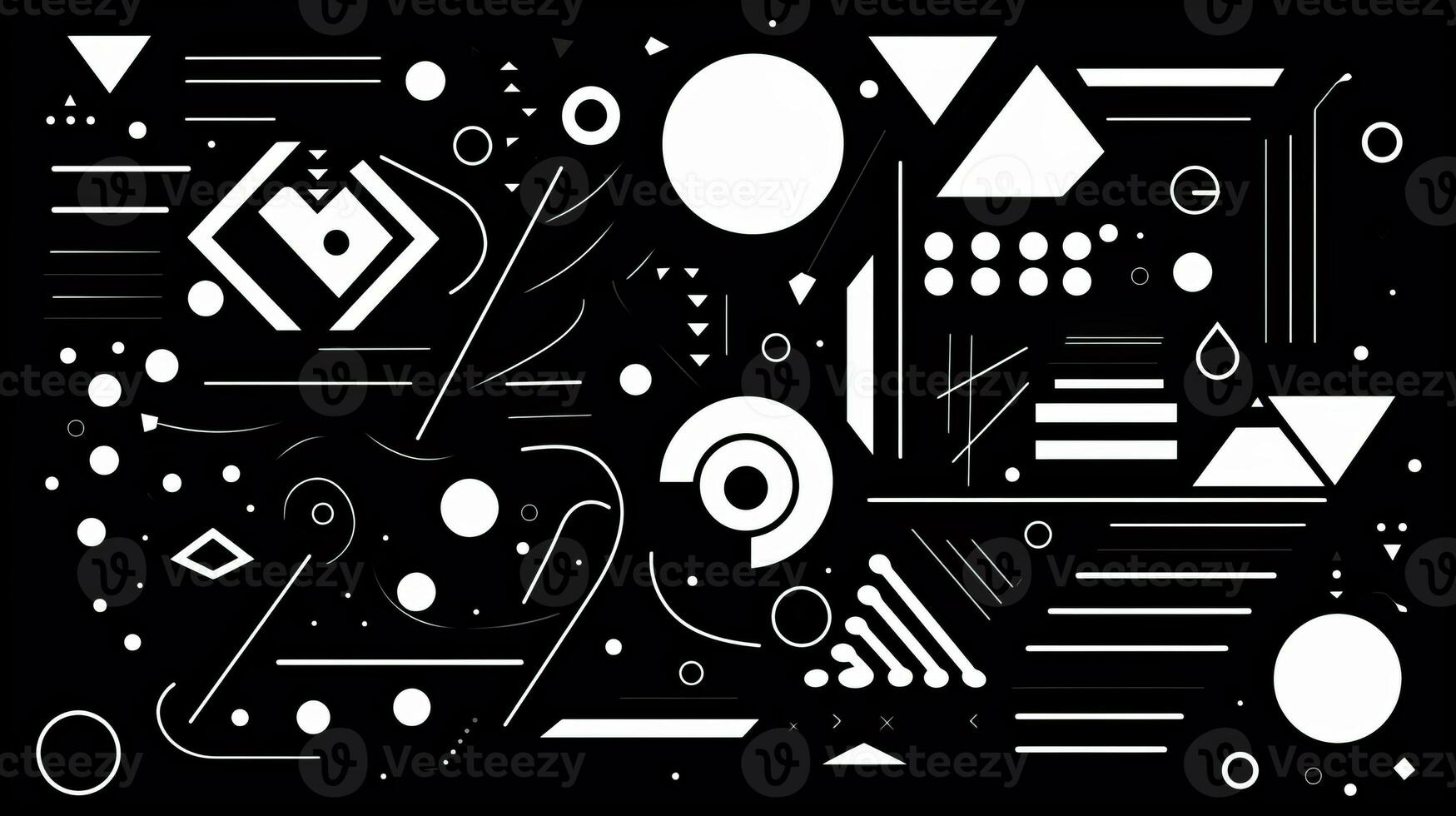 AI generated Abstract geometric background with doodle shapes, lines, circles, dots. Swiss aesthetic photo