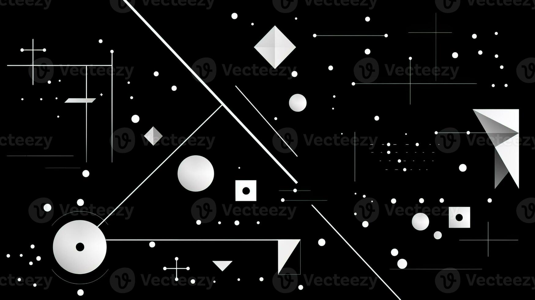 AI generated Abstract geometric background with doodle shapes, lines, circles, dots. Swiss aesthetic photo