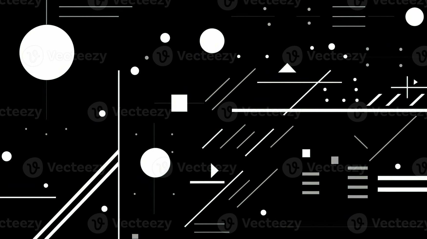 AI generated Abstract geometric background with doodle shapes, lines, circles, dots. Swiss aesthetic photo
