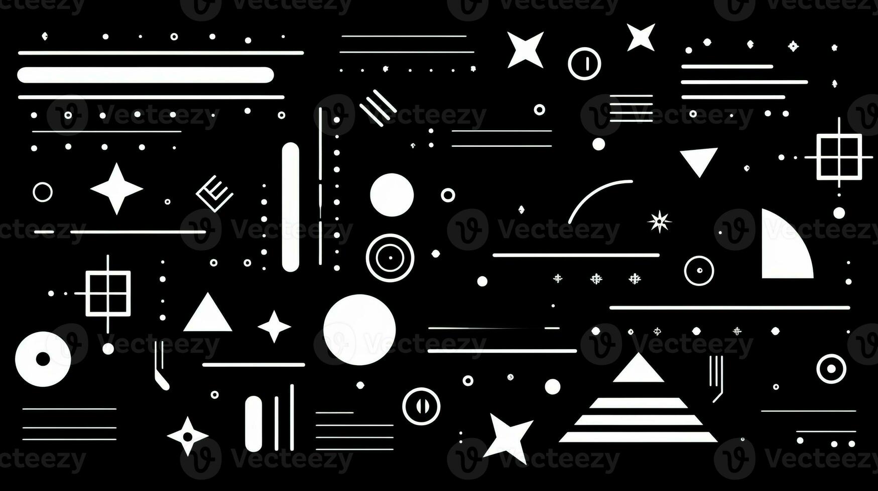 AI generated Abstract geometric background with doodle shapes, lines, circles, dots. Swiss aesthetic photo