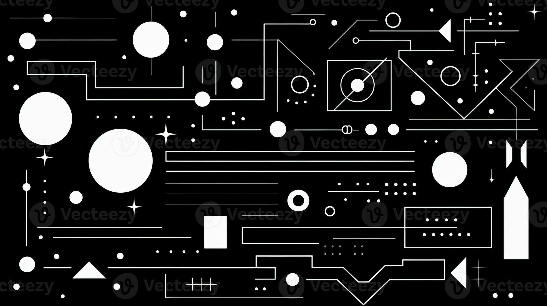 AI generated Abstract geometric background with doodle shapes, lines, circles, dots. Swiss aesthetic photo