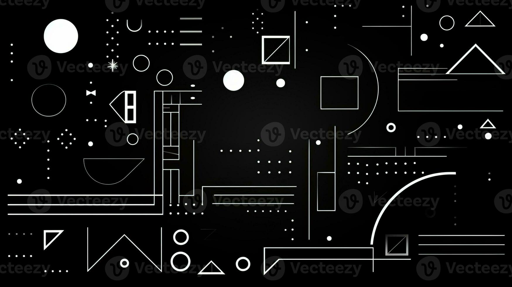 AI generated Abstract geometric background with doodle shapes, lines, circles, dots. Swiss aesthetic photo