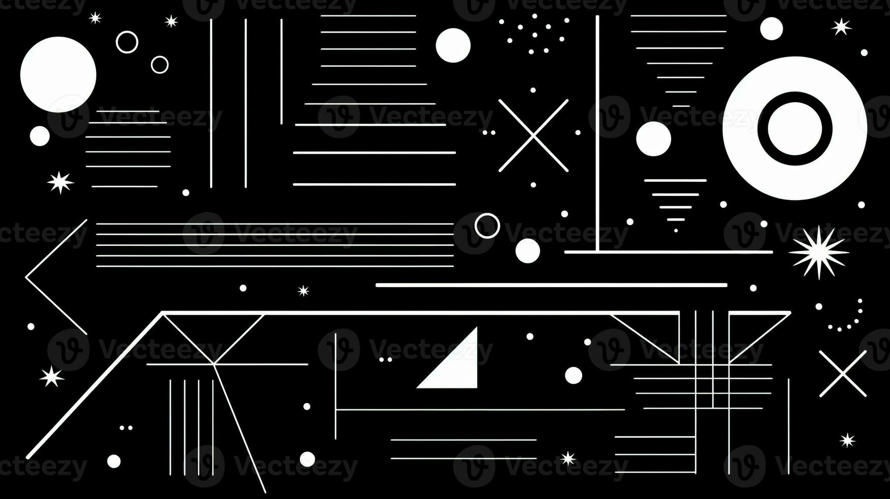 AI generated Abstract geometric background with doodle shapes, lines, circles, dots. Swiss aesthetic photo