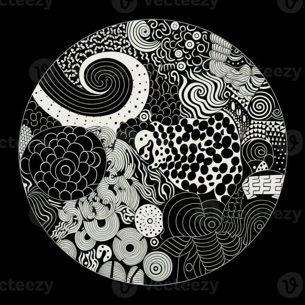 AI generated Abstract circle with patterns. Surreal style photo