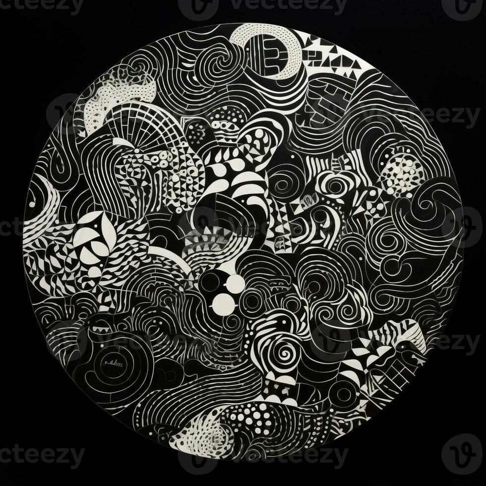 AI generated Abstract circle with patterns. Surreal style photo