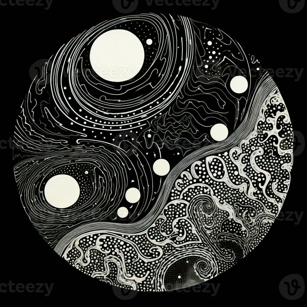 AI generated Abstract circle with patterns. Surreal style photo