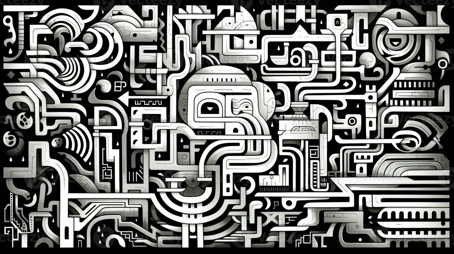 AI generated Abstract futuristic composition. Surrealist style photo