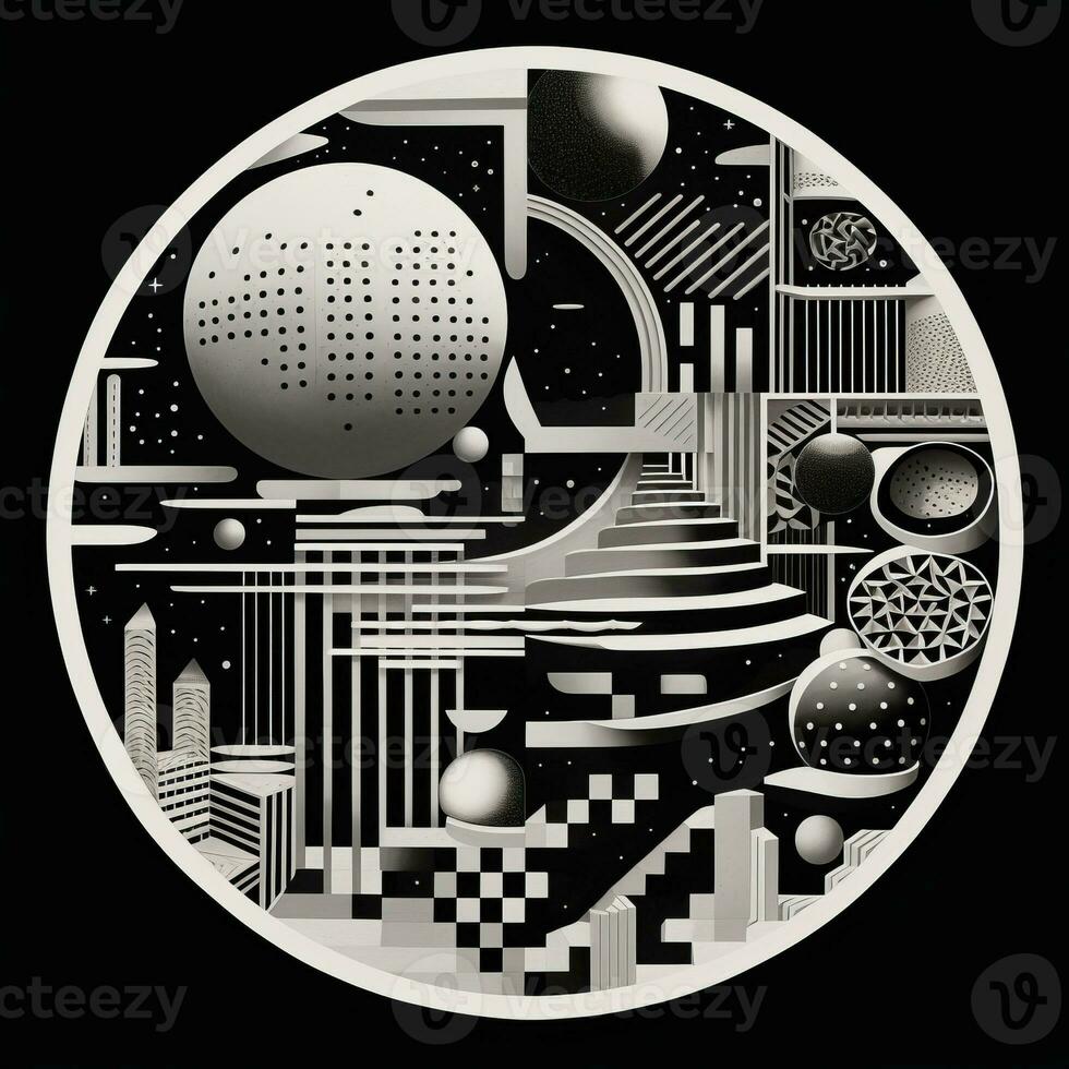 AI generated Abstract circle with patterns. Surreal style photo