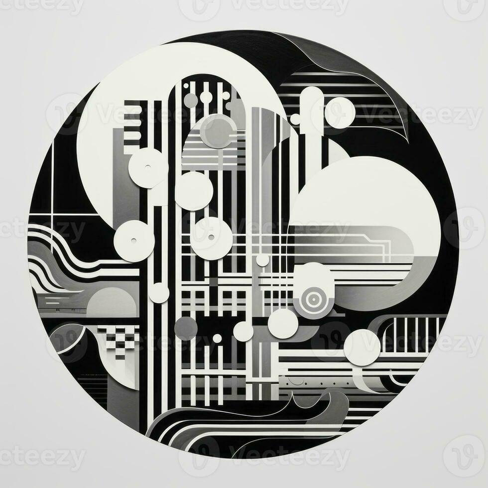 AI generated Abstract geometric composition on white background. Neo Folk aesthetics photo