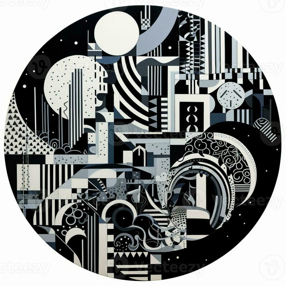 AI generated Abstract geometric composition on white background. Neo Folk aesthetics photo