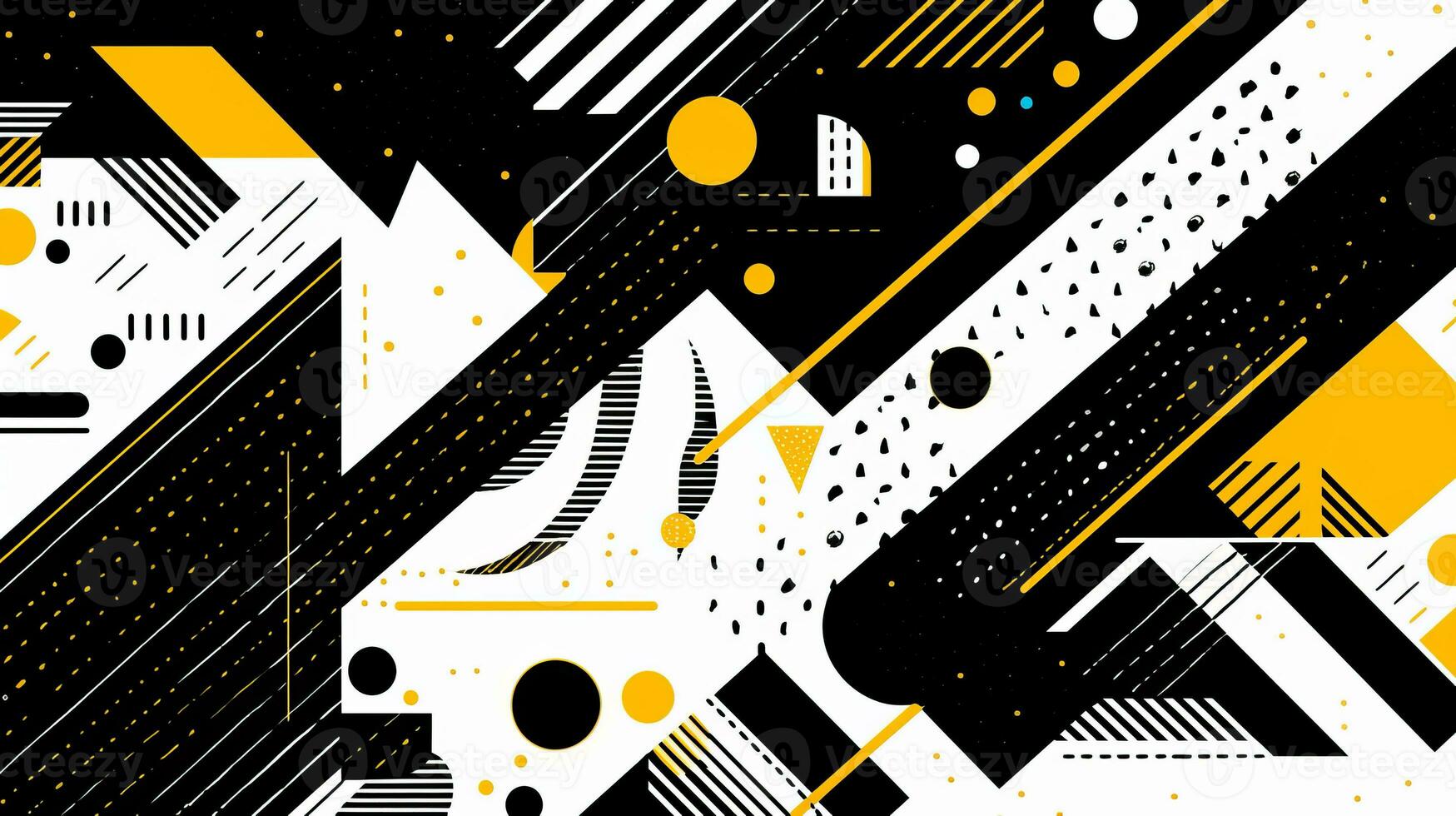 AI generated Abstract background with geometric shapes, lines, circles, dots. Memphis style. Swiss aesthetic photo