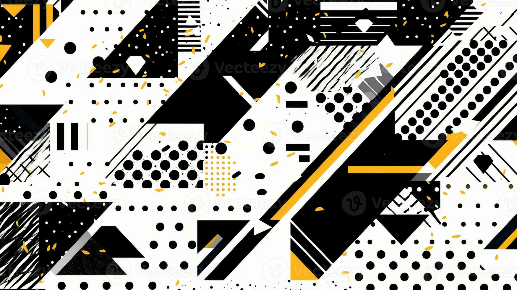 AI generated Abstract background with geometric shapes, lines, circles, dots. Memphis style. Swiss aesthetic photo