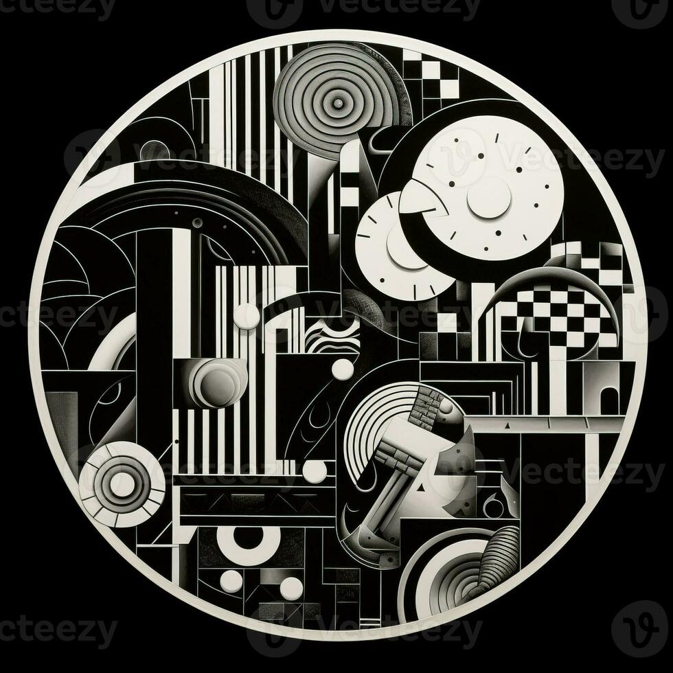 AI generated Abstract circle with patterns. Surreal style photo