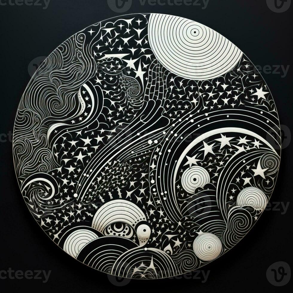 AI generated Abstract circle with patterns. Surreal style photo