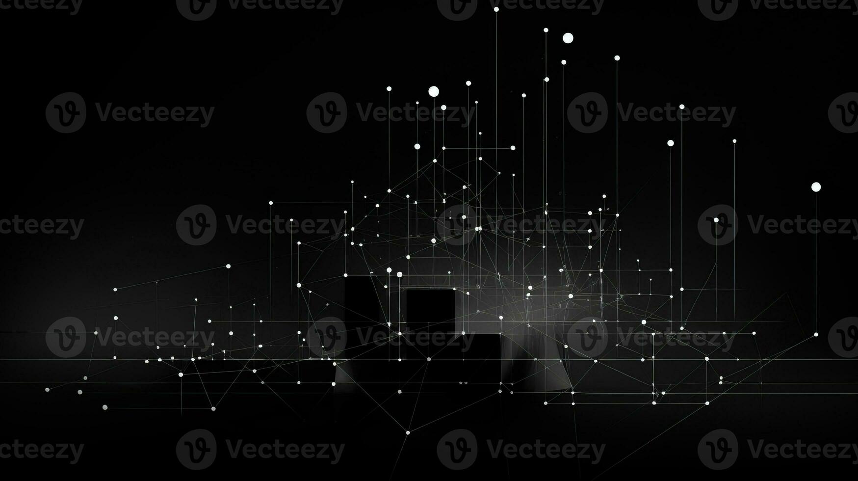 AI generated Abstract background with geometric shapes, lines, circles, dots. Bauhaus style. Network concept photo