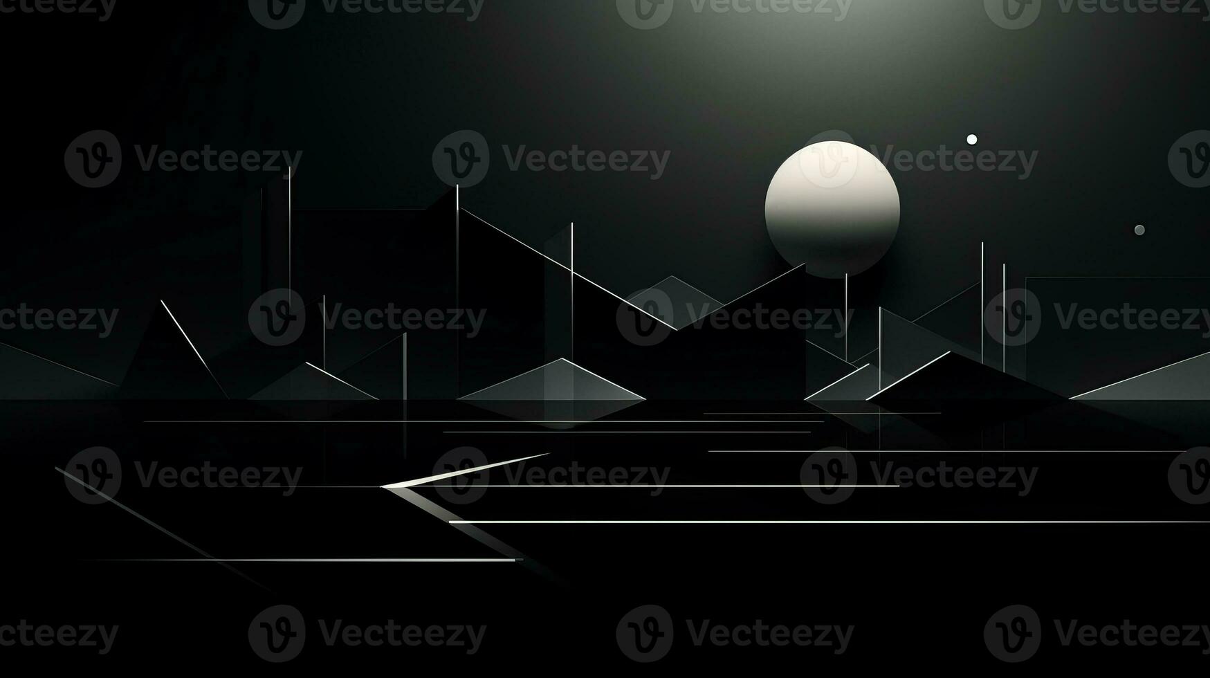 AI generated Abstract background with geometric shapes, lines, circles, dots. Bauhaus style. Network concept photo