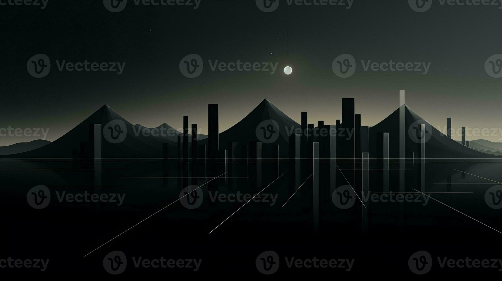 AI generated Abstract background with geometric shapes, lines, circles, dots. Bauhaus style. Network concept photo