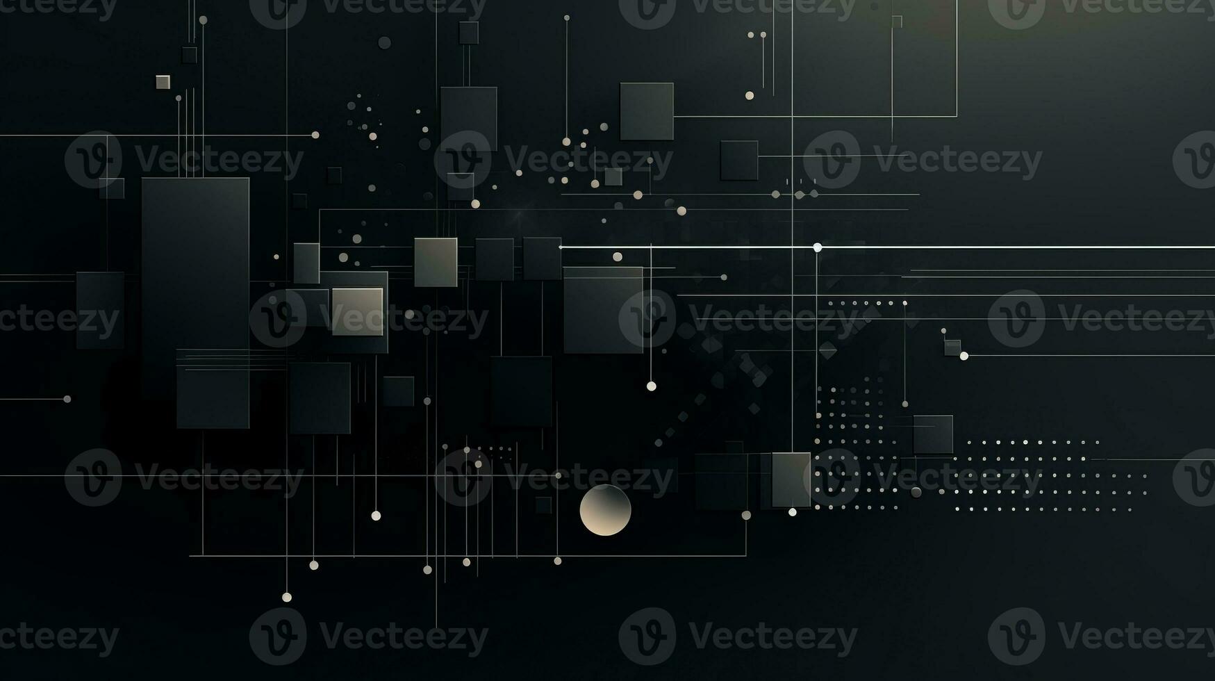 AI generated Abstract background with geometric shapes, lines, circles, dots. Bauhaus style. Network concept photo