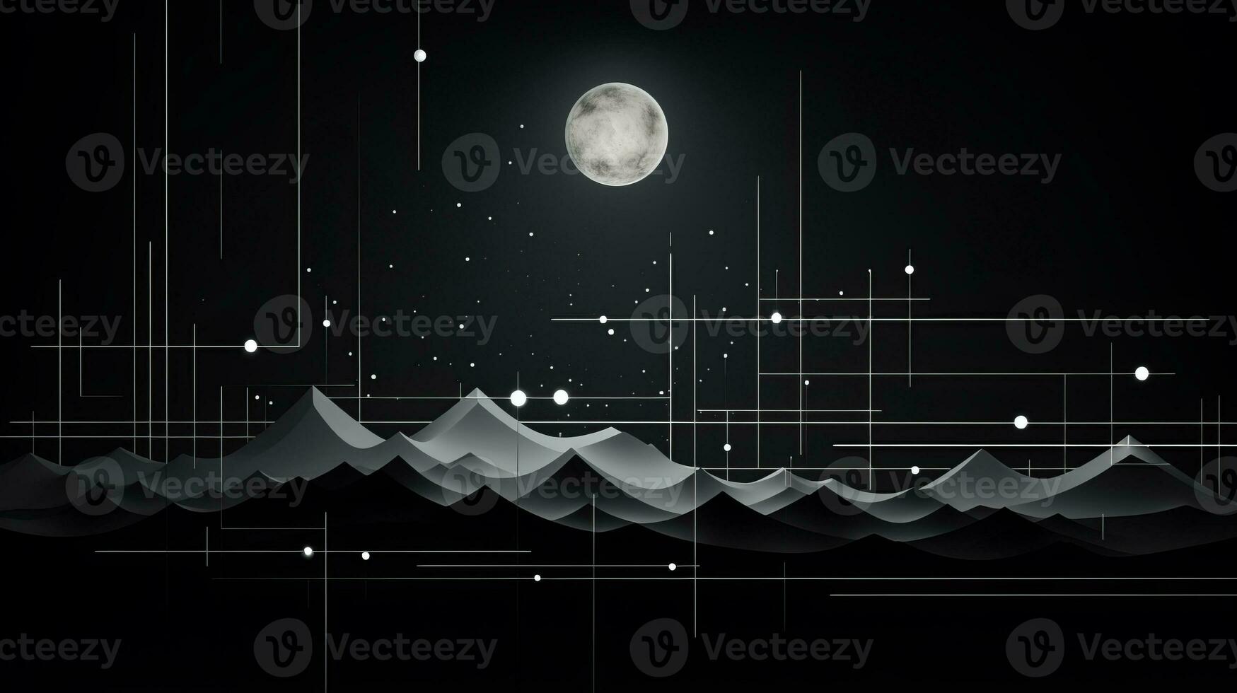AI generated Abstract background with geometric shapes, lines, circles, dots. Bauhaus style. Network concept photo