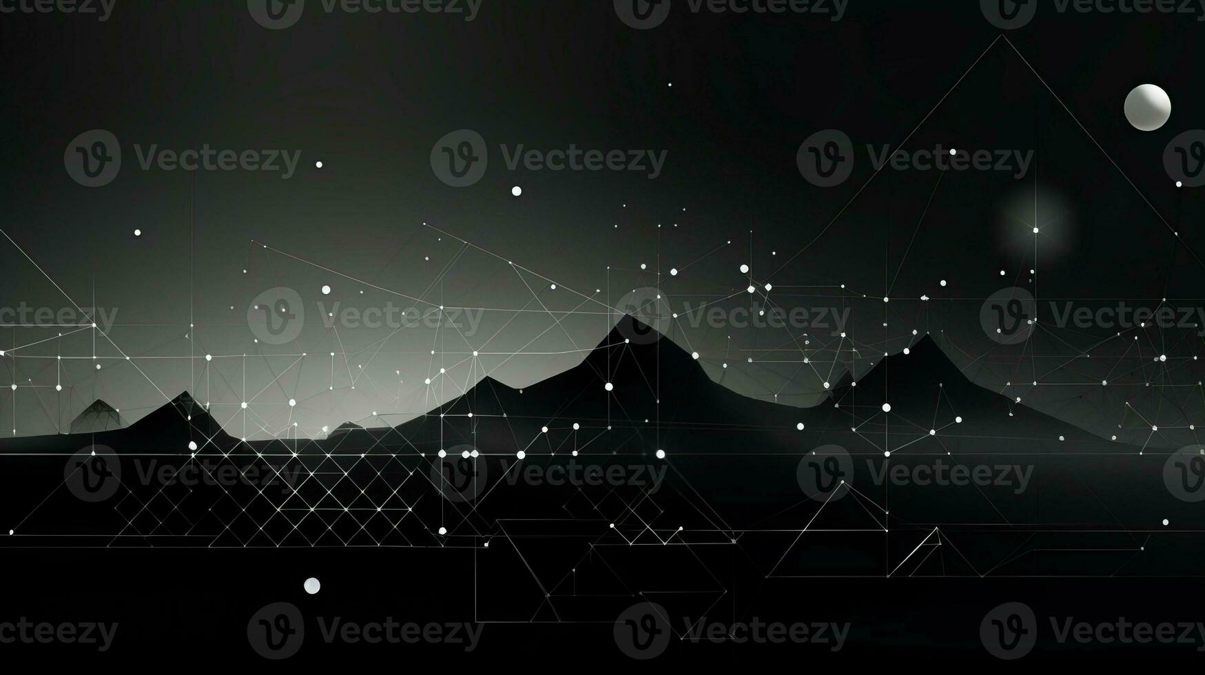 AI generated Abstract background with geometric shapes, lines, circles, dots. Bauhaus style. Network concept photo