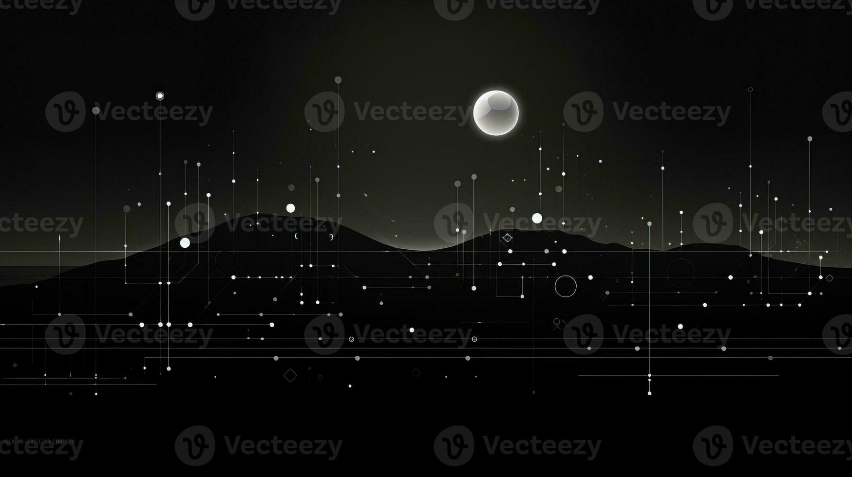 AI generated Abstract background with geometric shapes, lines, circles, dots. Bauhaus style. Network concept photo